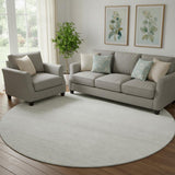 8' Ivory And Beige Striped Washable Round Rug With UV Protection