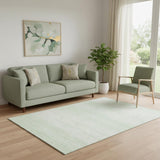 5' X 8' Mint Green And Ivory Striped Washable Area Rug With UV Protection