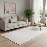 5' X 8' Pink And Ivory Striped Washable Area Rug With UV Protection