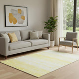 5' X 8' Yellow And Ivory Striped Washable Area Rug With UV Protection
