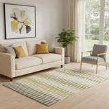 5' X 8' Gold Gray And Beige Southwestern Washable Area Rug With UV Protection