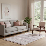 5' X 8' Pink Ivory And Gray Southwestern Washable Area Rug With UV Protection