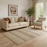 5' X 8' Terra Cotta Ivory And Beige Southwestern Washable Area Rug With UV Protection