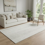 5' X 8' Ivory And Beige Striped Washable Area Rug With UV Protection