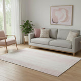 5' X 8' Pink And Ivory Striped Washable Area Rug With UV Protection