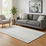 5' X 8' Silver And Ivory Striped Washable Area Rug With UV Protection