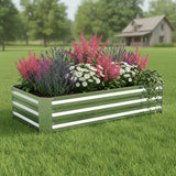 12" X 48" Silver Metal Rectangular Raised Garden Bed