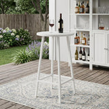 24" White Aluminum Slat Rounded Outdoor Bar Table