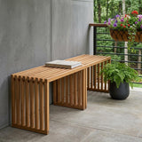 54" Natural Acacia Solid Wood Extendable Garden Patio Bench