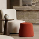 19" Red Upholstered Pouf Round Cone Ottoman