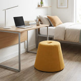 19" Yellow Upholstered Pouf Round Cone Ottoman
