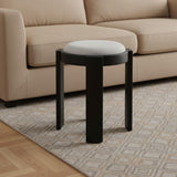 15" Gray and Black Upholstery Round Ottoman