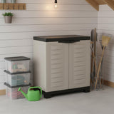 23" Black and Gray Plastic Accent Cabinet With Two Doors