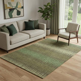 5' X 8' Olive Green And Chocolate Striped Washable Area Rug With UV Protection