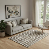 5' X 8' Brown And Beige Polka Dot Washable Area Rug With UV Protection
