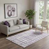 5' X 8' Purple And Ivory Polka Dot Washable Area Rug With UV Protection