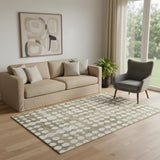 5' X 8' Taupe And Ivory Polka Dot Washable Area Rug With UV Protection