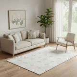 5' X 8' Beige And Ivory Abstract Geometric Washable Area Rug With UV Protection