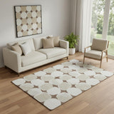 5' X 8' Brown And Ivory Abstract Geometric Washable Area Rug With UV Protection