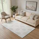 5' X 8' Ivory And Beige Abstract Geometric Washable Area Rug With UV Protection