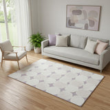 5' X 8' Lavender And Ivory Abstract Geometric Washable Area Rug With UV Protection