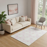 5' X 8' Pink And Ivory Abstract Geometric Washable Area Rug With UV Protection