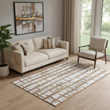 5' X 8' Rust And Beige Striped Washable Area Rug With UV Protection