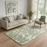 5' X 8' Green And Ivory Animal Print Washable Area Rug With UV Protection