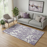5' X 8' Purple And Ivory Animal Print Washable Area Rug With UV Protection