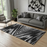 5' X 8' Black And Gray Abstract Washable Area Rug With UV Protection