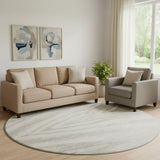 8' Ivory And Beige Abstract Washable Round Rug With UV Protection