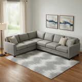8' X 10' Gray And Ivory Chevron Washable Area Rug With UV Protection