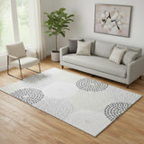 5' X 8' Gray Charcoal And Silver Geometric Washable Area Rug With UV Protection