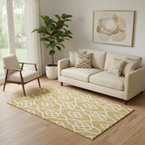 5' X 8' Gold And Ivory Trellis Washable Area Rug With UV Protection