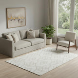 5' X 8' Ivory And Beige Trellis Washable Area Rug With UV Protection