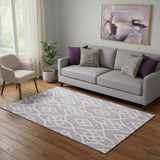 5' X 8' Lavender And Ivory Trellis Washable Area Rug With UV Protection