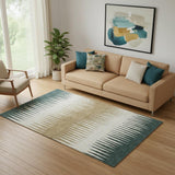 5' X 8' Charcoal Gold And Gray Striped Washable Area Rug With UV Protection