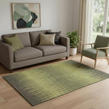 5' X 8' Olive Green Gray And Fern Green Striped Washable Area Rug With UV Protection