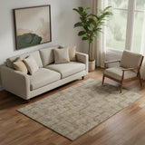 5' X 8' Brown And Ivory Geometric Washable Area Rug With UV Protection