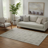 5' X 8' Taupe And Ivory Geometric Washable Area Rug With UV Protection
