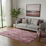 5' X 8' Blush And Ivory Striped Washable Area Rug With UV Protection