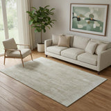 5' X 8' Beige And Taupe Striped Washable Area Rug With UV Protection