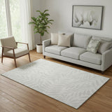 5' X 8' Ivory And Beige Floral Washable Area Rug With UV Protection