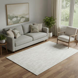 5' X 8' Ivory And Beige Tribal Washable Area Rug With UV Protection