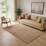 5' X 8' Terra Cotta And Beige Abstract Geometric Washable Area Rug With UV Protection