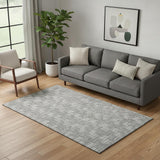5' X 8' Gray And Ivory Abstract Geometric Washable Area Rug With UV Protection