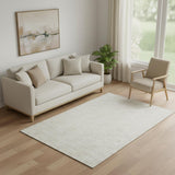 5' X 8' Ivory And Beige Abstract Geometric Washable Area Rug With UV Protection
