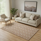 5' X 8' Rust And Beige Abstract Geometric Washable Area Rug With UV Protection