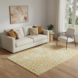5' X 8' Gold And Ivory Geometric Washable Area Rug With UV Protection