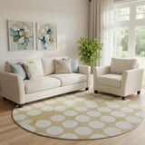 8' Gold And Ivory Polka Dot Washable Round Rug With UV Protection